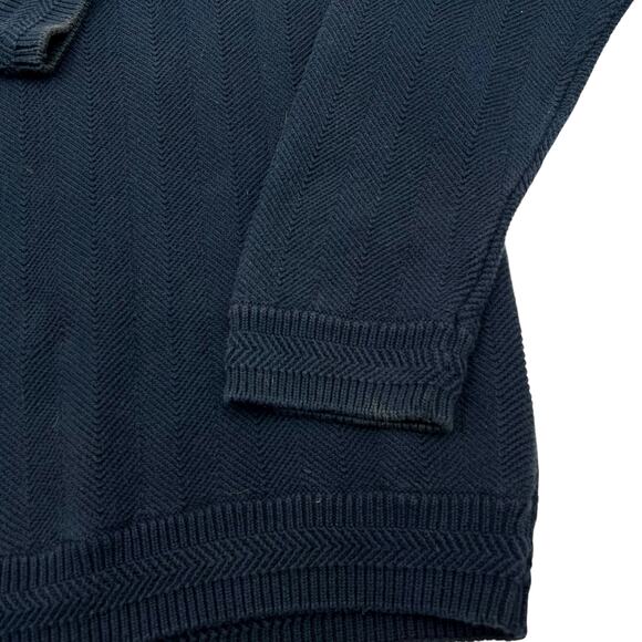 Chaps Ralph Lauren Mens Vintage 90s Navy Hand Framed Herringbone Sweater Sz L - Picture 4 of 13